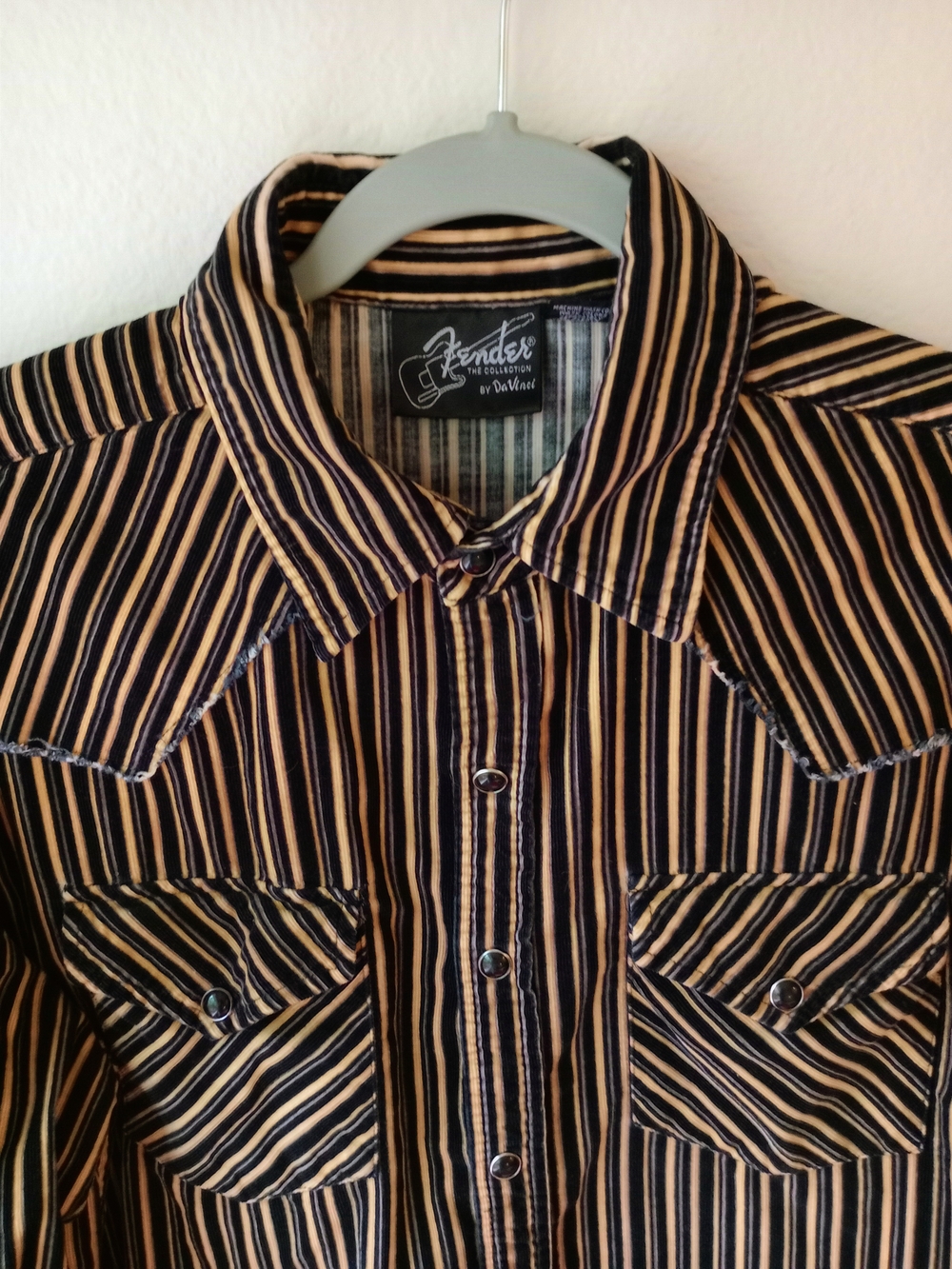 Fender By DaVinci Black and Tan Stripe Western Shirt
